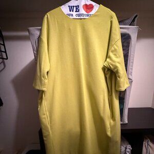 COS Yellow/ChartreuseWool Cocoon Style with Pockets Short Sleeve Dress, Size 14